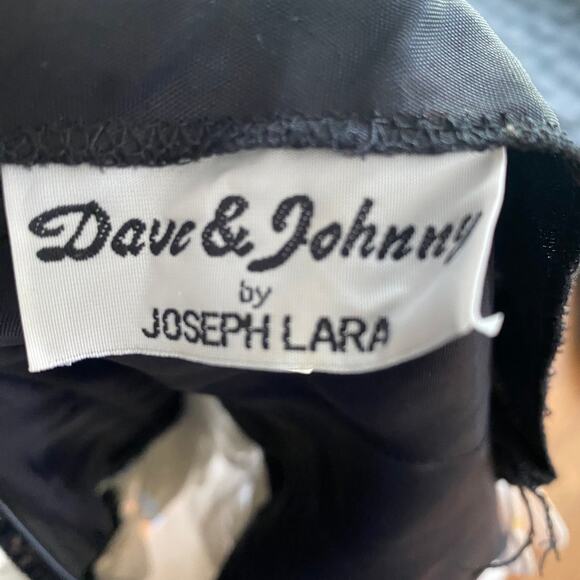 80s Dave & Johnny Sequin Halter Bubble Hem Open back Dress Black & White Medium - Picture 10 of 16